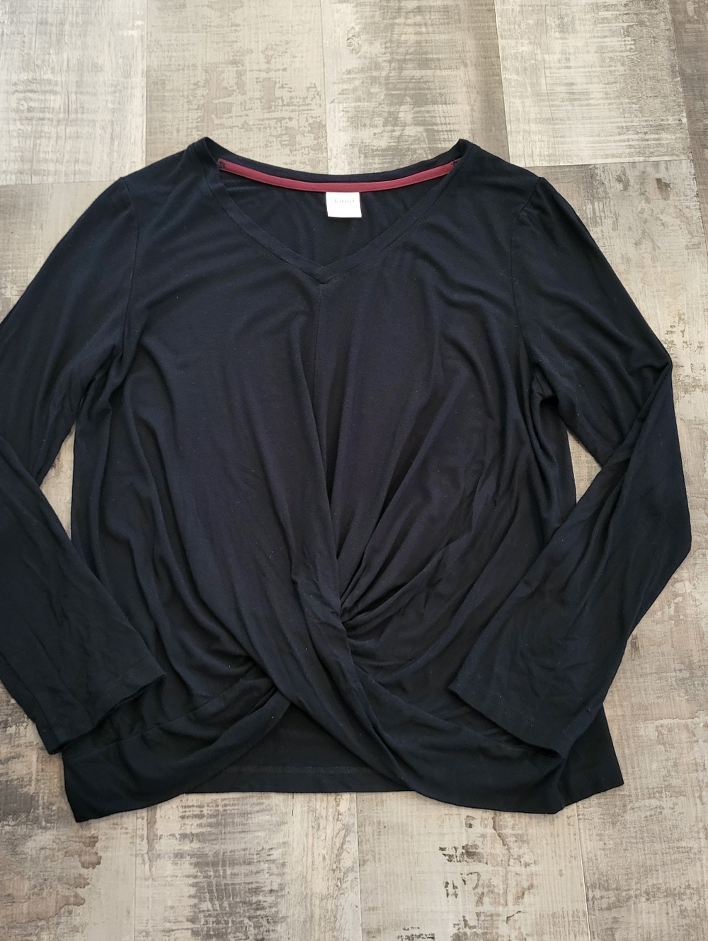 Soma Black Long Sleeve V Neck Twist Front Casual Top Womens Size Large Soft Cozy